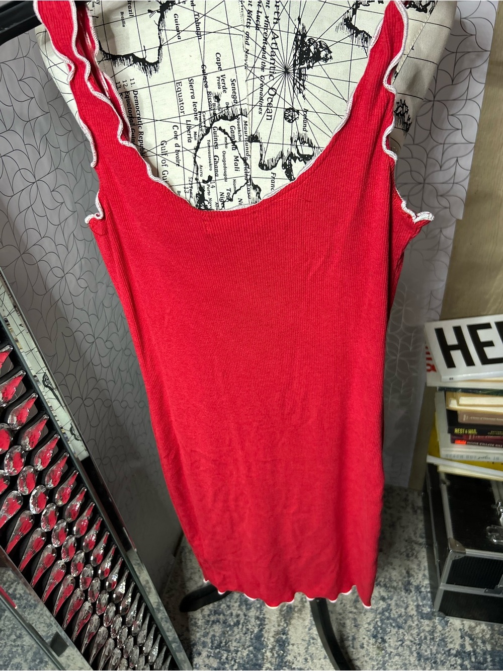 Red Ruffled Edge Ribbed Tank Top - Women - Picture 2 of 2